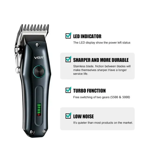 VGR V-969 Professional Hair Clipper Cordless &amp; Corded Operation for Precision Cutting and Grooming