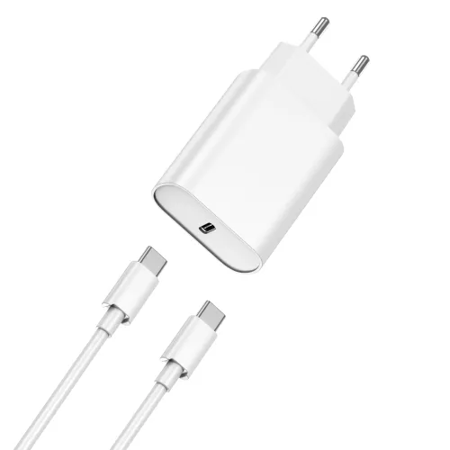 WiWU 20W Quick 2 in 1 Type-C PD Fast Charger With Type-C to C Cable