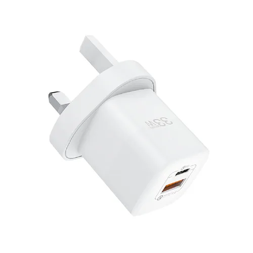 Wiwu 33W Gan Fast Charger USB-C + QC3.0 Power Adapter