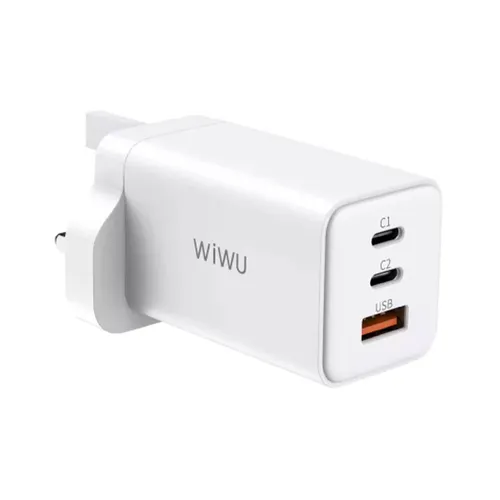 WiWU 65W GaN Fast Charger Dual PD + QC3.0 Wall Charger