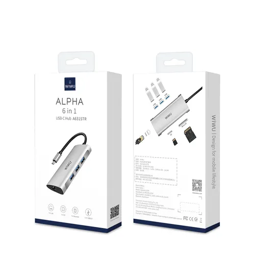 WIWU Alpha 6 in 1 USB-C Hub A631STR