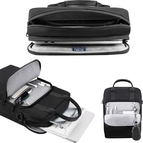 Wiwu Alpha Vertical Double Layer Bag For 13.3 LaptopUltrabook - Black AVDLB13.3LB