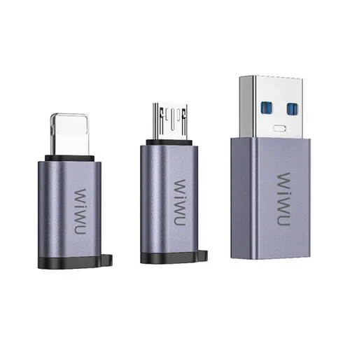 WiWU C031 Concise Series 3in1 Type-C to USB-A/ Micro/ Lightning OTG Adapter Package