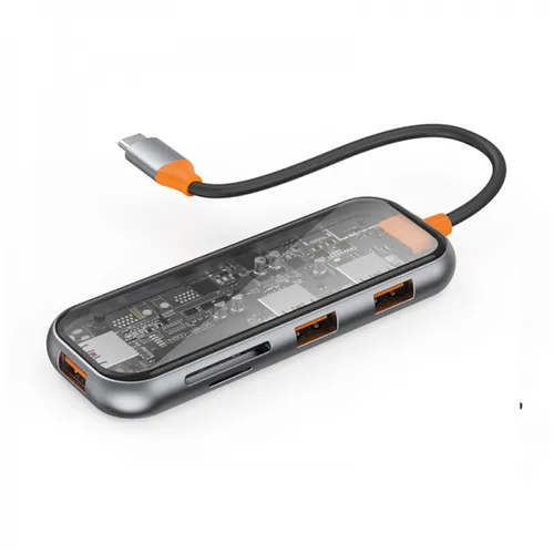 Wiwu CB005 Transparent 5 In 1 Cyber USB-C Hub