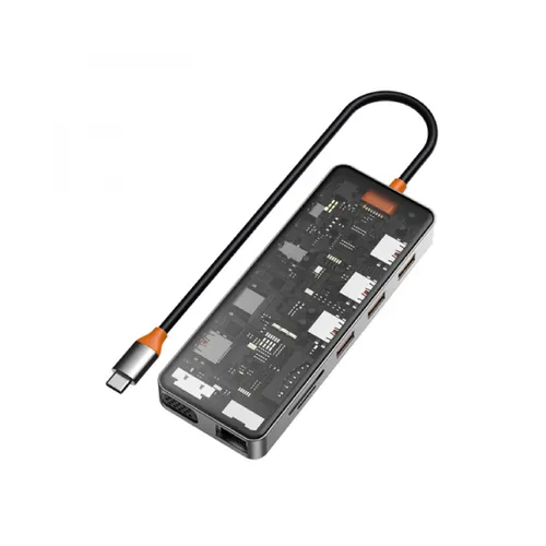 Wiwu CB011 Transparent 11 In 1 Cyber USB-C Hub – Space Grey