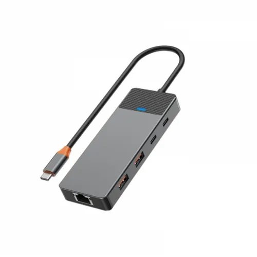 WiWU Linker 9-in-1 2x usb-c x 4x usb-A x SD/TF x 1x Lan Type-C Hub Adapter