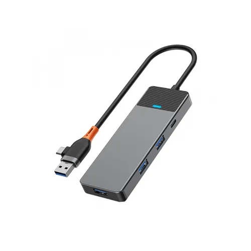 WiWU Linker A431C 4 In 1 USB-A &amp; Type-C Hub Adapter