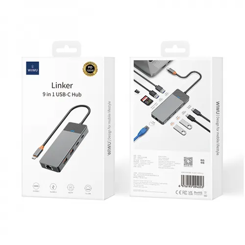 WiWU Linker A923RPT 9 In 1 USB-C Hub Adapter