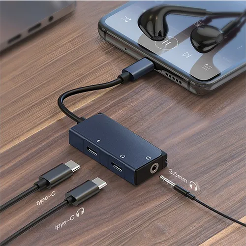 WiWU LT02 Pro Type-C to Type-C + 3.5mm Audio Adapter