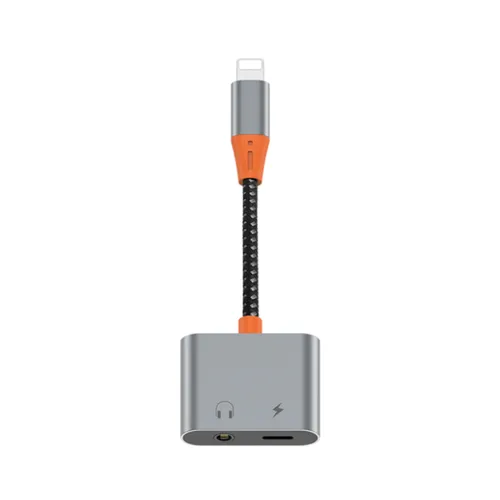 Wiwu LT07 Lightning To Lightning And 3.5mm Audio Adapter – Gray