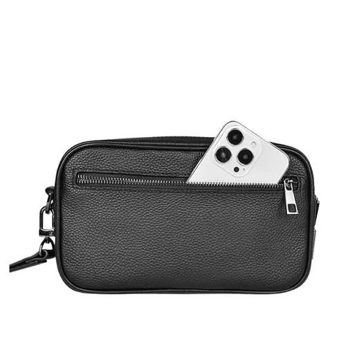 Wiwu Master Geniune Leather Fingerprint Lock Pouch Black