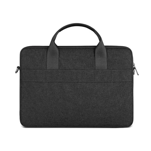 WiWU Minimalist 15.6 Laptop Bag Water-Resistant Multi-Pockets Large Capacity Shoulder HandBag Black for Macbook