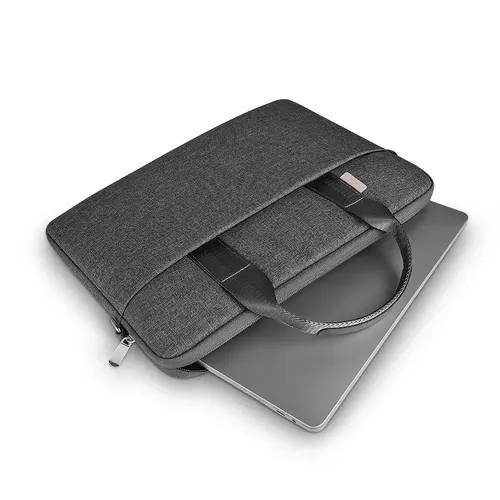 WiWU Minimalist 15.6 Laptop Bag Water-Resistant Multi-Pockets Large Capacity Shoulder HandBag Black for Macbook