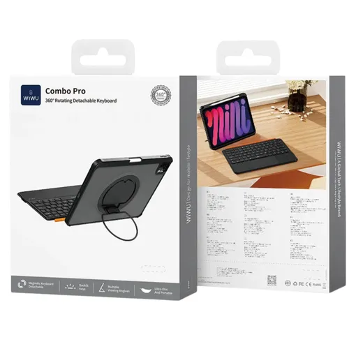 WiWU MK-007 Combo Pro 360 Rotating Detachable Keyboard Folio Pad 24/25 Air 10.9 & 11/10th