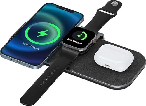 Wiwu PA3IN1B Power Air 15W 3 In 1 QC3.0 PD30W Wireless Charger - Black  PA3IN1B
