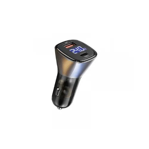WIWU PC500 Dual Port Usb+Type-C PD 72W Car Charger – Gray