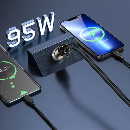 WiWU QC012 Geek 95W USB +Type-C Dual Ports Car Charger