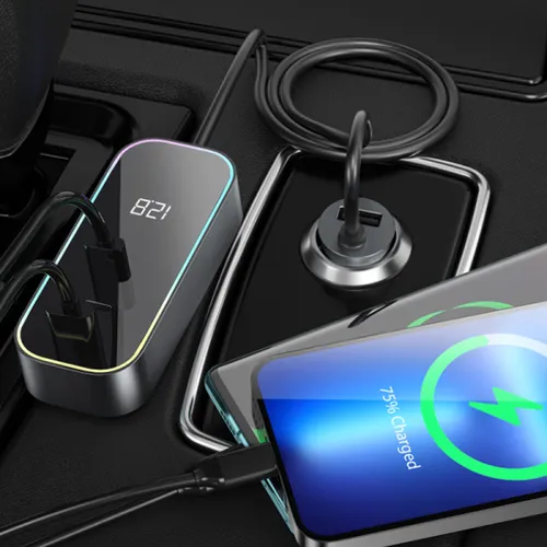 WiWU QC014 Extend 120W Dual USB +Type-C Ports Wired Car Charger