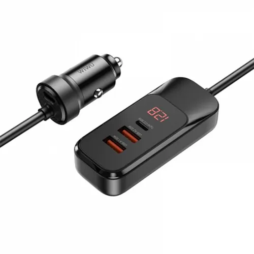 WiWU QC015 Extend 120W USB +Type-C Dual Ports Wired Car Charger