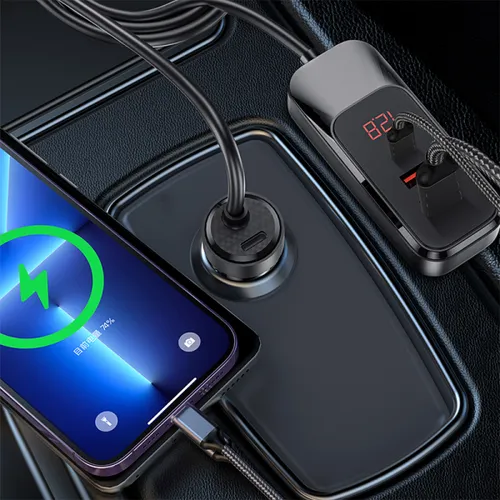 WiWU QC015 Extend 120W USB +Type-C Dual Ports Wired Car Charger