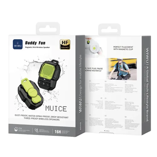 WiWU SPK-001 Buddy Fun Magnetic Mini Wireless Speaker – Black / Blackish Green