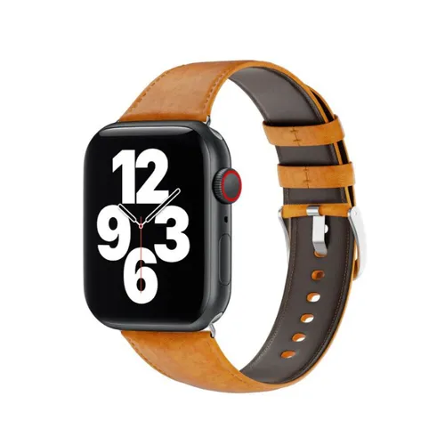 Wiwu Vintage Crazy Horse Leather Strap for Apple Watch Series 1-9 / SE - 38/40/41mm - Light Brown