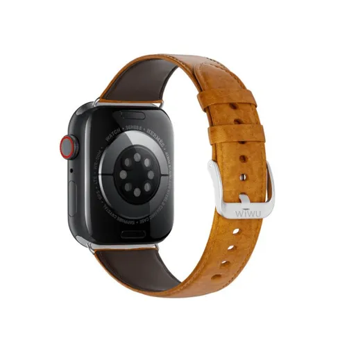 Wiwu Vintage Crazy Horse Leather Strap for Apple Watch Series 1-9 / SE - 38/40/41mm - Light Brown