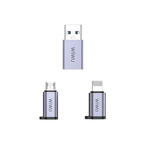 WiWU Wi-C031 Concise Series 3in1 Type-C to USB-A/ Micro/ Lightning OTG Adapter Package