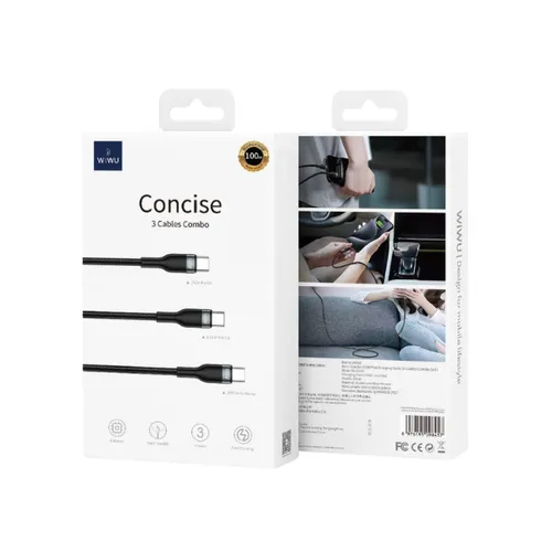 Wiwu WI-C033 Concise Series 100W 3 in 1 Type-C To Type-C Combo Cable Set