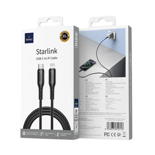 Wiwu WI-C043E Starlink 30W Type-C To Lightning 1M Cable Black