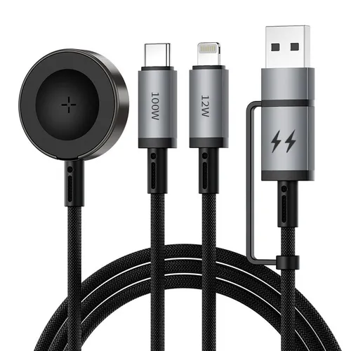 Wiwu Wi-C050 Legend Series 3in1 USB-A + Type-C to Lightning – Type-C – Smart Watch Charging Cable 100W 1.2M