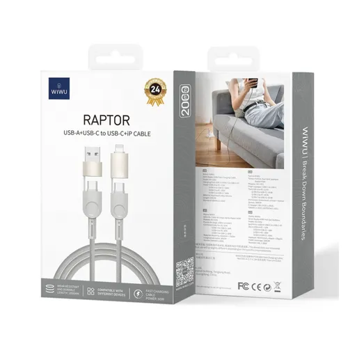 Wiwu WI-C051 Raptor 60w 4 In 1 Fast Charging Cable 2m