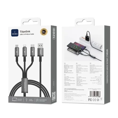 Wiwu WI-C059 Titanlink USB-Type-C-Lightning-Micro Cable 1.2m