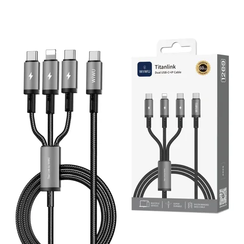 Wiwu WI-C060 Titanlink 66w Dual USB-C 3 in 1 Charging Cable 1.2m