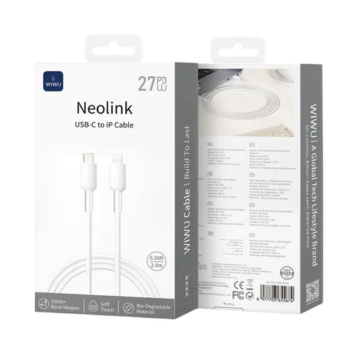 WiWU Wi-C062 Neolink 27W PD Type-C to Lightning Cable 2m - White