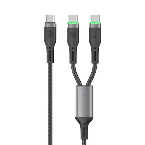 WiWU WI-C071 Oringlink 100W 2-in-1 Data Cable (Type-C To Type-C+C Cable) 1.2m Black
