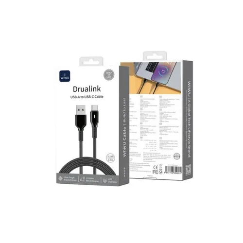 WiWU WI-C073 Duralink 27W Nylon USB to Type-C 1M Cable