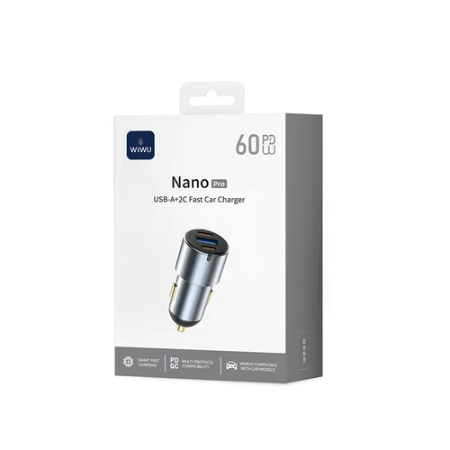 WiWU WI-CC032 Nano Pro 60W 1*USB-A + 2*USB-C Car Charger