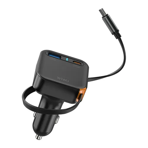 WiWU Wi-CC033 Helix 65W PD USB & Type-C Fast Car Charger - Black