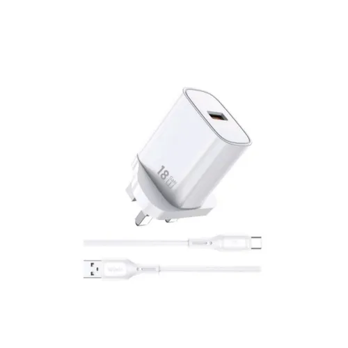 WiWU Wi-G006 Essen 18W GaN Fast Charger With USB to USB-C Cable