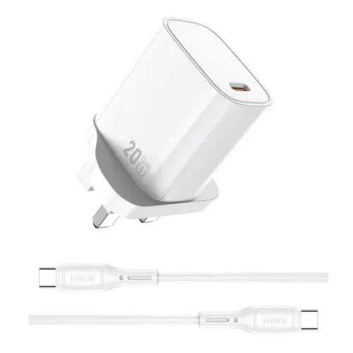 Wiwu WI-G007 Essen Charger 20w With Type-C To Type-C Cable - White