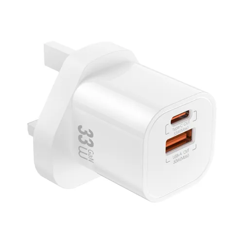 Wiwu WI-G017 Cube 33w USB-A and Type-C Gan Fast Charger Adapter White UK