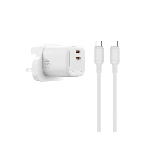 WiWU Wi-G025 45W Dual USB-C PD GaN Fast Charger
