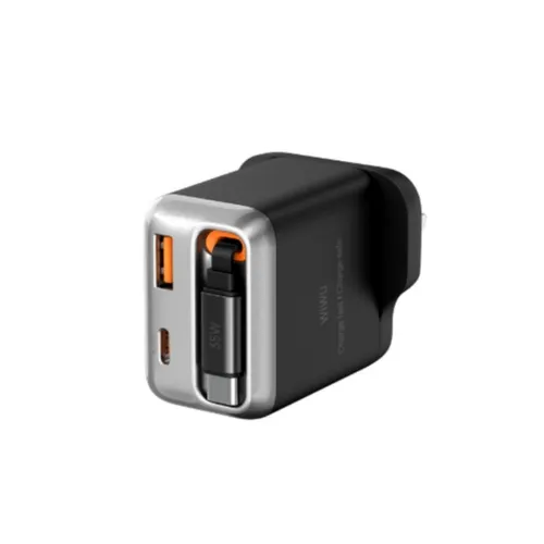 WiWU WI-G029 Helix Series 35W PD+QC GAN Fast Charger With Built-In Type-C Retractable 70CM Cable