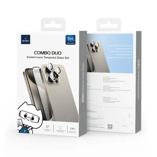 Wiwu Wi-IP002 Combo Duo Screen+Lens Tempered Glass Set For iPhone 15 / 16 Series