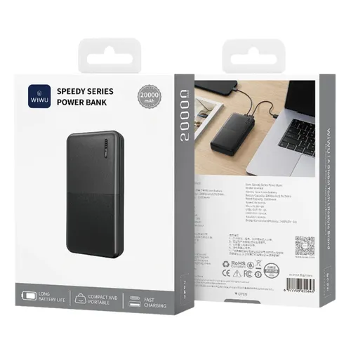 WiWU Wi-P068 Speedy Series 20000mAh Power Bank - Black