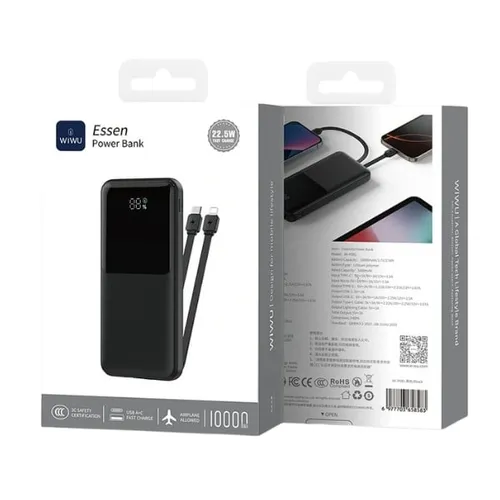 WiWU Wi-P081 22.5W 10000mAh Essen Power Bank – Black / White