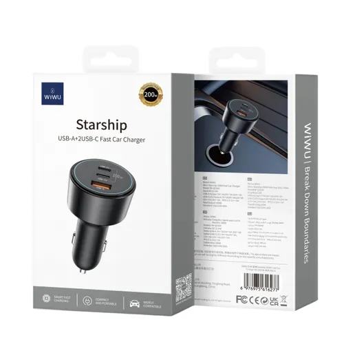 Wiwu Wi-QC026 200W Starship Car Charger Black