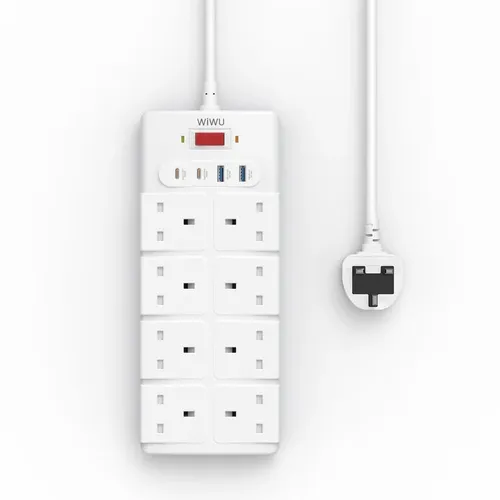 WiWU Wi-S009 PS842 20W GaN 12 in 1 Desktop Power Strip with USB C and AC Outlets