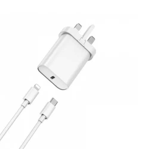 WiWU WI-U001 20W Quick 2 in 1 Type-C PD Fast Charger With Type-C to Lightning Cable
